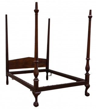 American Chippendale Mahogany Claw and Ball Foot Four Post Bed